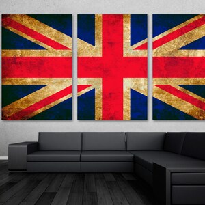 British Flag Rustic Grunge Canvas Print Wall Art. UK, England Country flag Giclee print for home decor, wall decor, interior design