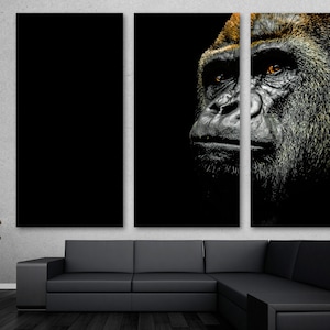 Staring Gorilla Portrait Canvas Print Wall Art wild animal art - Giclee home art decor, wall decor, interior design