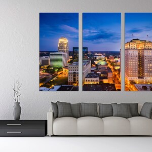 Winston-Salem, North Carolina Skyline Canvas Print Wall Art -  USA historic city skyline Giclee for home decor, wall decor, room decor