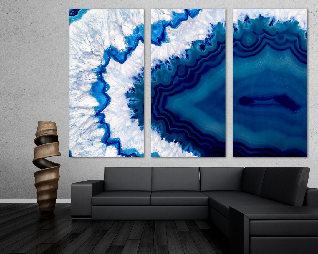 Blue Geode Canvas Print. Agate Slice Wall Art Decor. Brazilian Amethyst ...