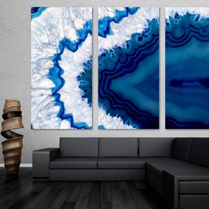 Blue Geode Canvas Print. Agate slice Wall Art decor. Brazilian amethyst stone print - Giclee wall decor, home office decor, Interior Design