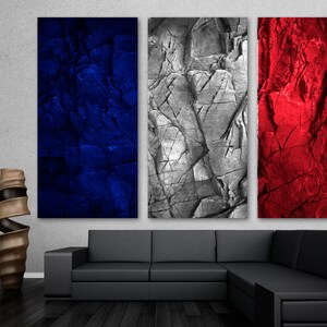 France Flag stone effect Canvas Print Wall Art - France Country Flag Giclee print for home decor room decor, wall decor, interior design