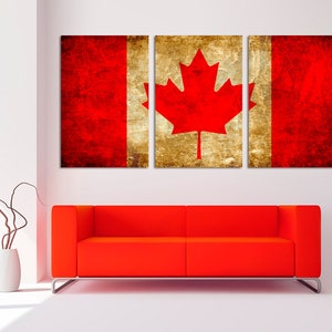 Canada Flag Rustic Grunge Canvas Print Wall Art - Canada country flag Giclee print for home decor, wall decor, interior design