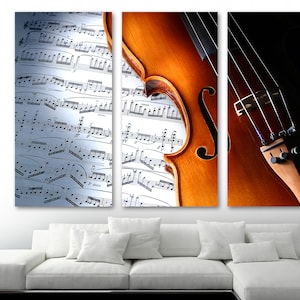Violin Musical Notes Wall Art Canvas Print. Musical Instrument, Violin Art Print - Giclee home art decor, wall decor, interior design