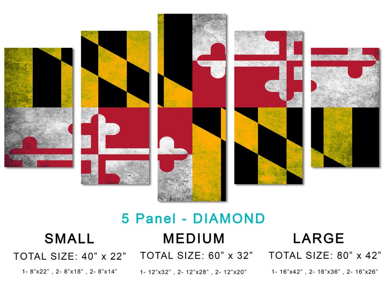 Maryland State Flag Canvas Print Grunge Effect Wall Art - USA State ...