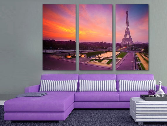 Sunrise in Paris with Eiffel Tower 3 Panel Split Triptych | Etsy