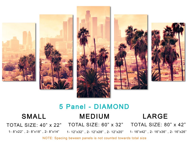Los Angeles palm tree wall art Canvas Print. Beautiful Sunset Etsy