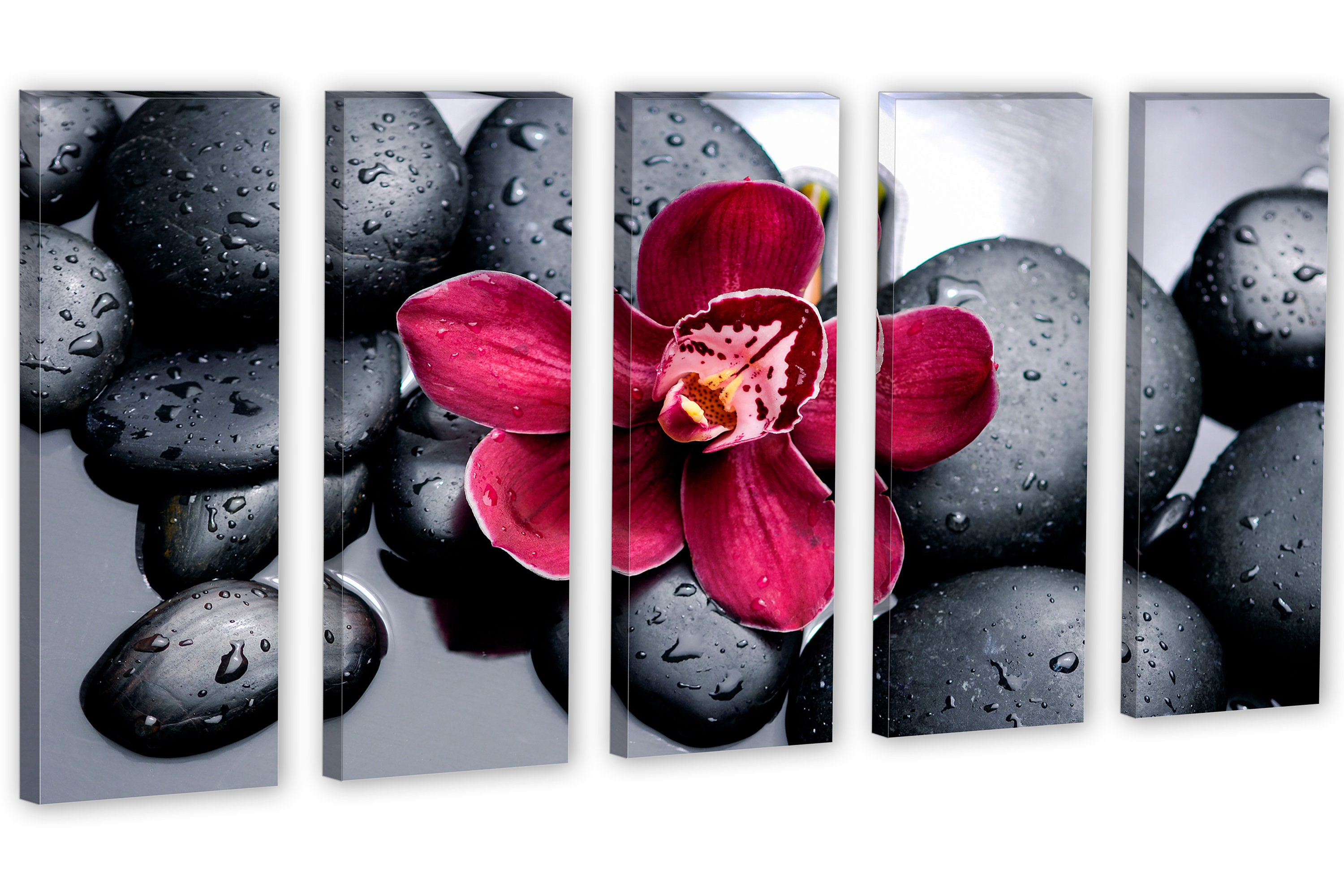 Red Orchid & Therapy Stones Canvas Print Wall Art. Spa Wall | Etsy