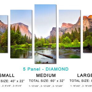 Gates to Valley Canvas Print Large Wall Art Landscape Yosemite National Park Mountains Triptych Giclee Home Office Wall Decor 5 Panel Diamond