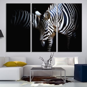 Zebra Canvas Print Wall Art. Wildlife animal Photo to canvas art print Giclee for office decor, bedroom wall decoration & interior design.