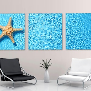 Starfish in blue water Canvas Print Panoramic wall art Giclee Print for home/office decor & interior design