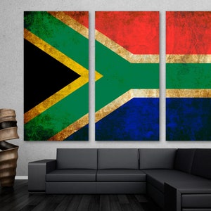 South Africa Country Flag Rustic Grunge Canvas Print Wall Art -  Flag Art Giclee Print for home decor, wall decor, interior design