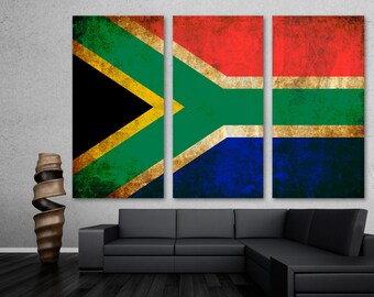 South Africa Country Flag Rustic Grunge Canvas Print Wall Art -  Flag Art Giclee Print for home decor, wall decor, interior design