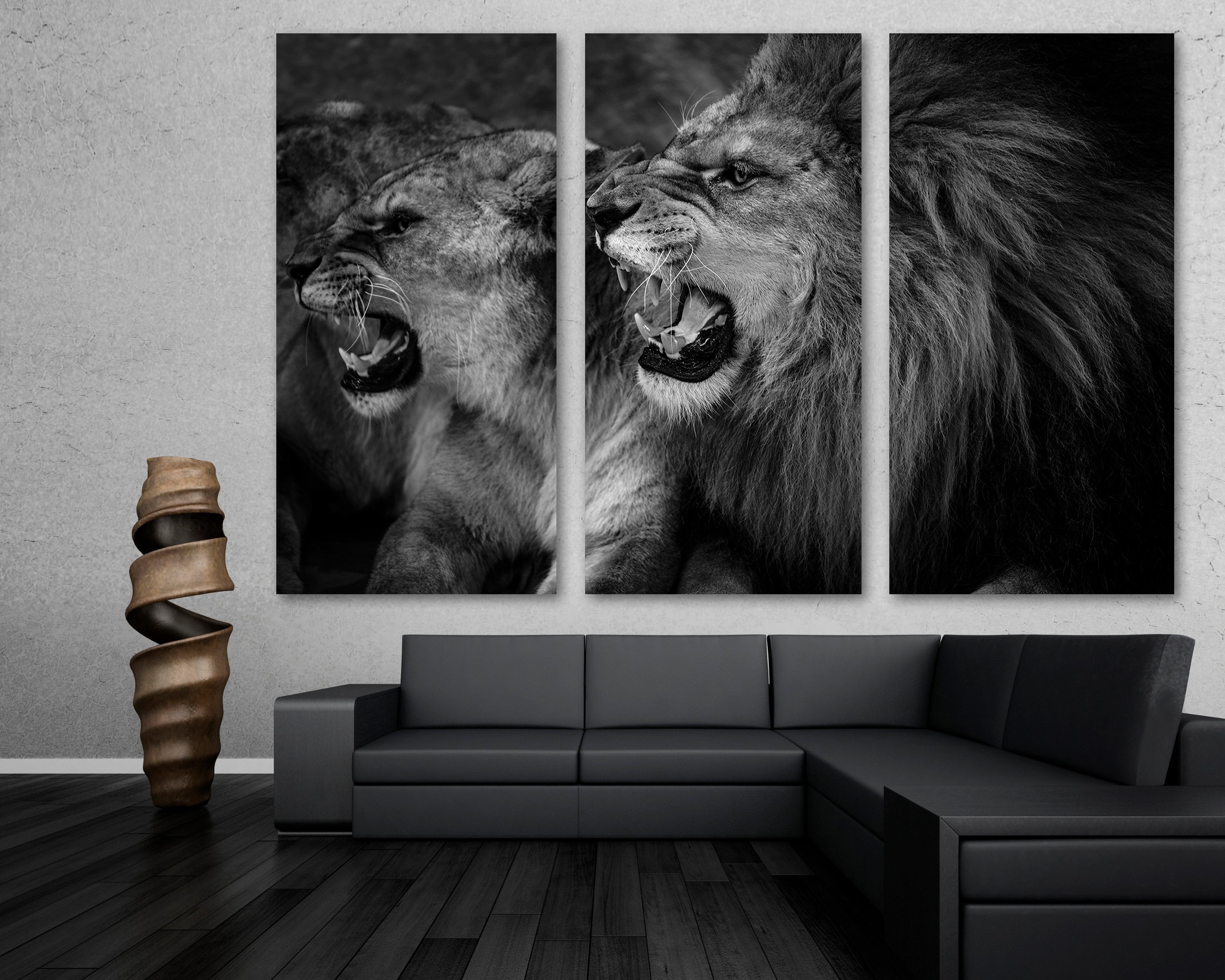 Roaring Lion and Lioness Wall Art Canvas Print Black and - Etsy Roaring Lion and Lioness Wall Art Canvas Print Black and - Etsy