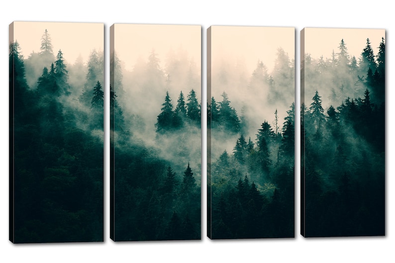 Foggy Forest Wall Art Canvas Print. Dark Misty Forest Pine Forest ...