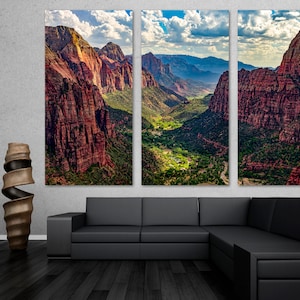 Zion Canvas Print Wall Art landscape view from Angels Landing, Zion National Park - Giclee home office decor wall decor