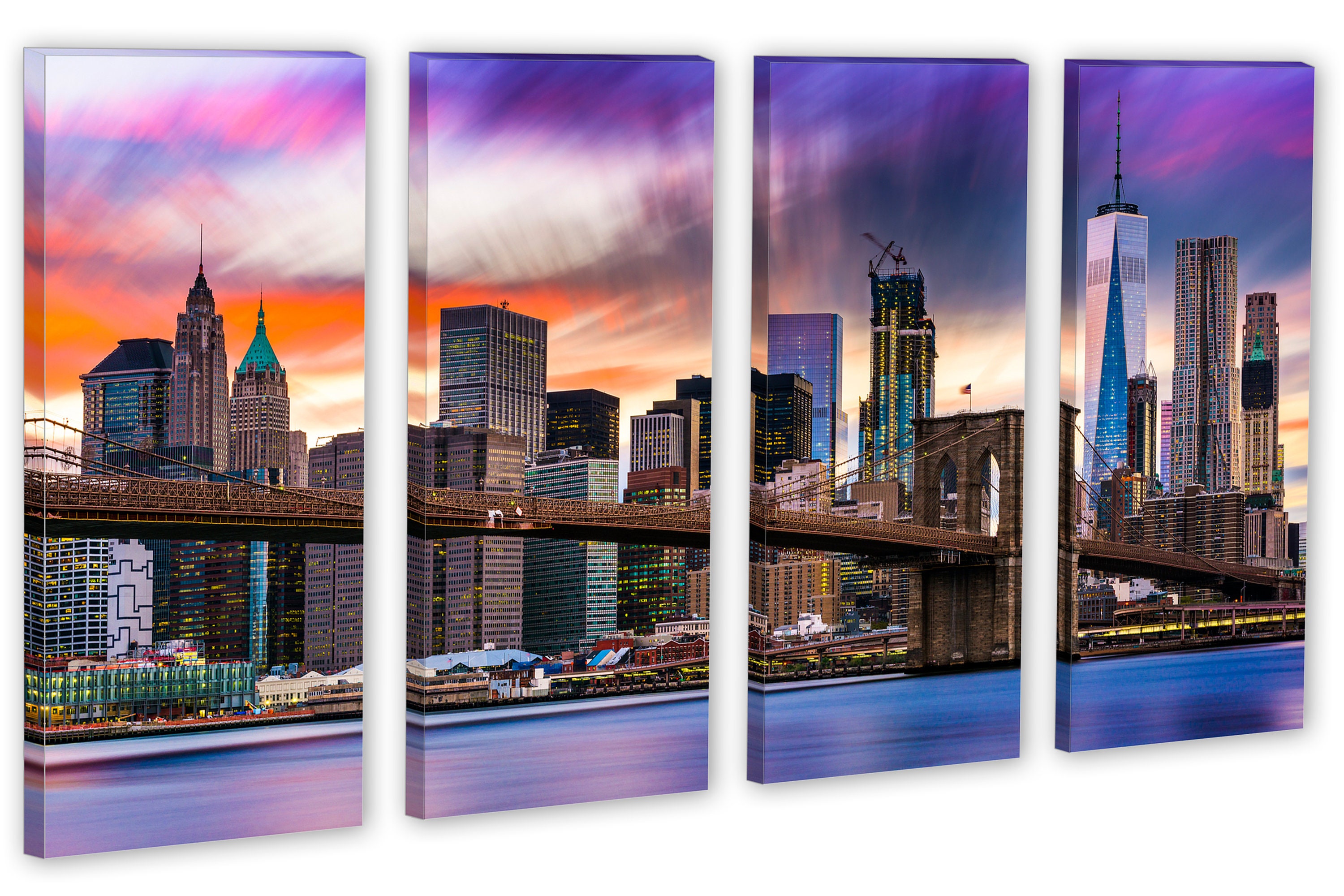 Colorful New York City Skyline Canvas Print Triptych 3 Etsy