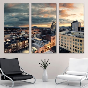 Roanoke VA Skyline Wall Art Canvas Print dramatic skies - Roanoke Virginia city prints art - Giclee Home decor, Wall decor, Office decor