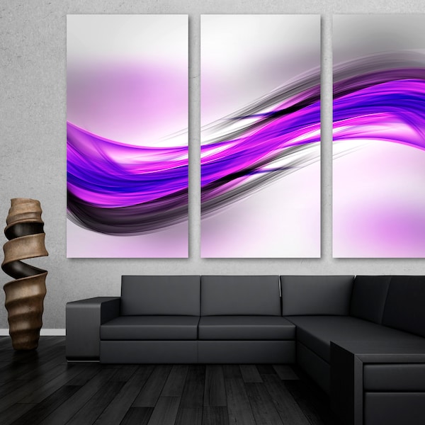 Abstract Art Purple Magenta Wave Canvas Print Wall Art. Abstract Print, Abstract art- Giclee art for home decor, wall decor, interior design