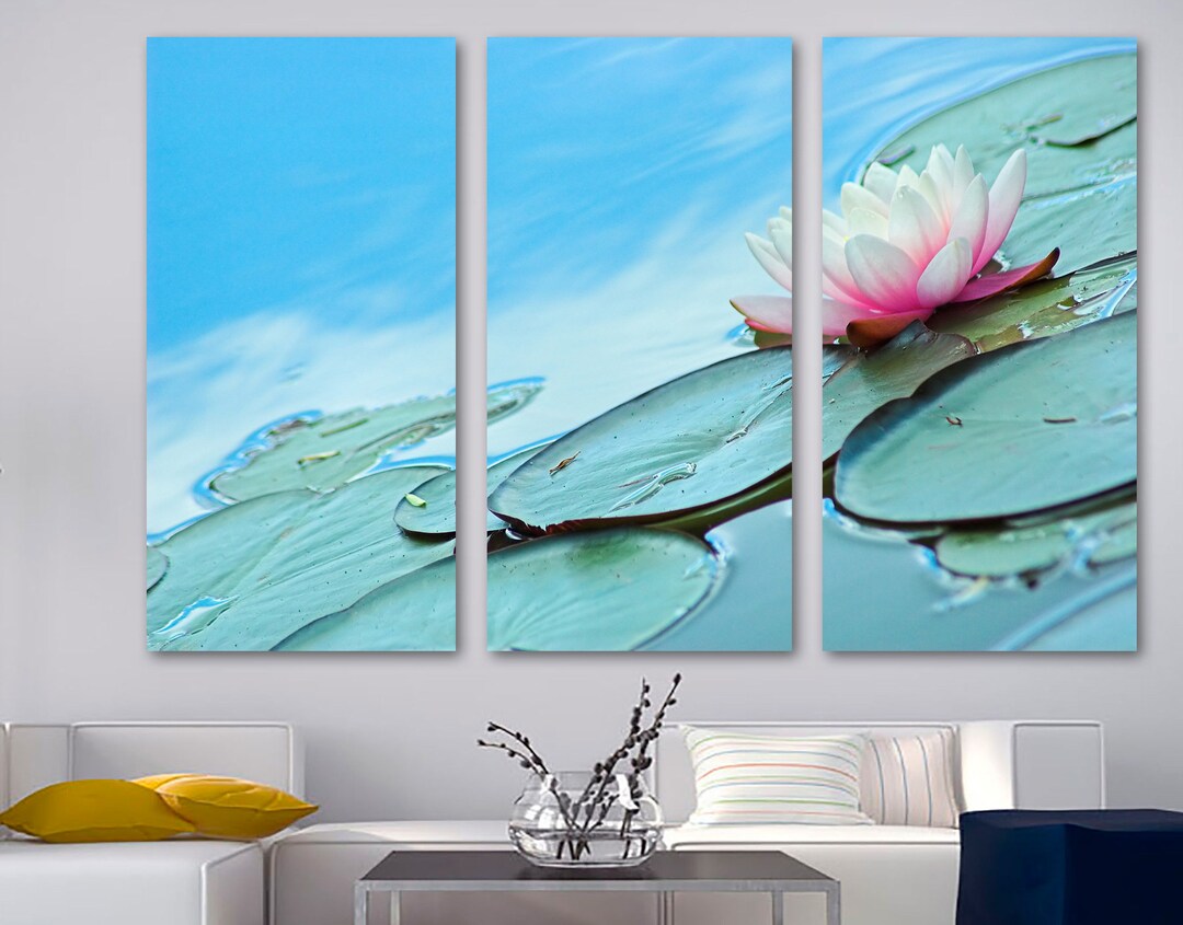 Water Lily Flower Wall Art, Spa Zen Art Canvas Print Wall Art, Flower ...