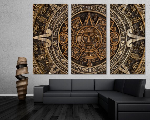 Aztec Calendar Canvas Print Wall Art. Aztec Wall Art Decor in - Etsy