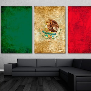 Metal Prints - Mexico Country Flag Stone Effect - 3 Panel