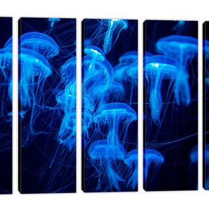 Blue Jellyfish Wall Art Canvas Print. Jellyfish Swarm Group Marine Life ...