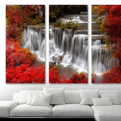 Waterfall Landscape Print Painting Canvas Wall Art Picture Living Room Deco Gift 