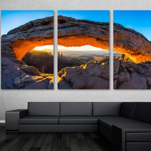Mesa arch, Canyonlands Park Wall Art Canvas Print. Scenic national park landscape - Giclee art for home decor, wall decor, interior design