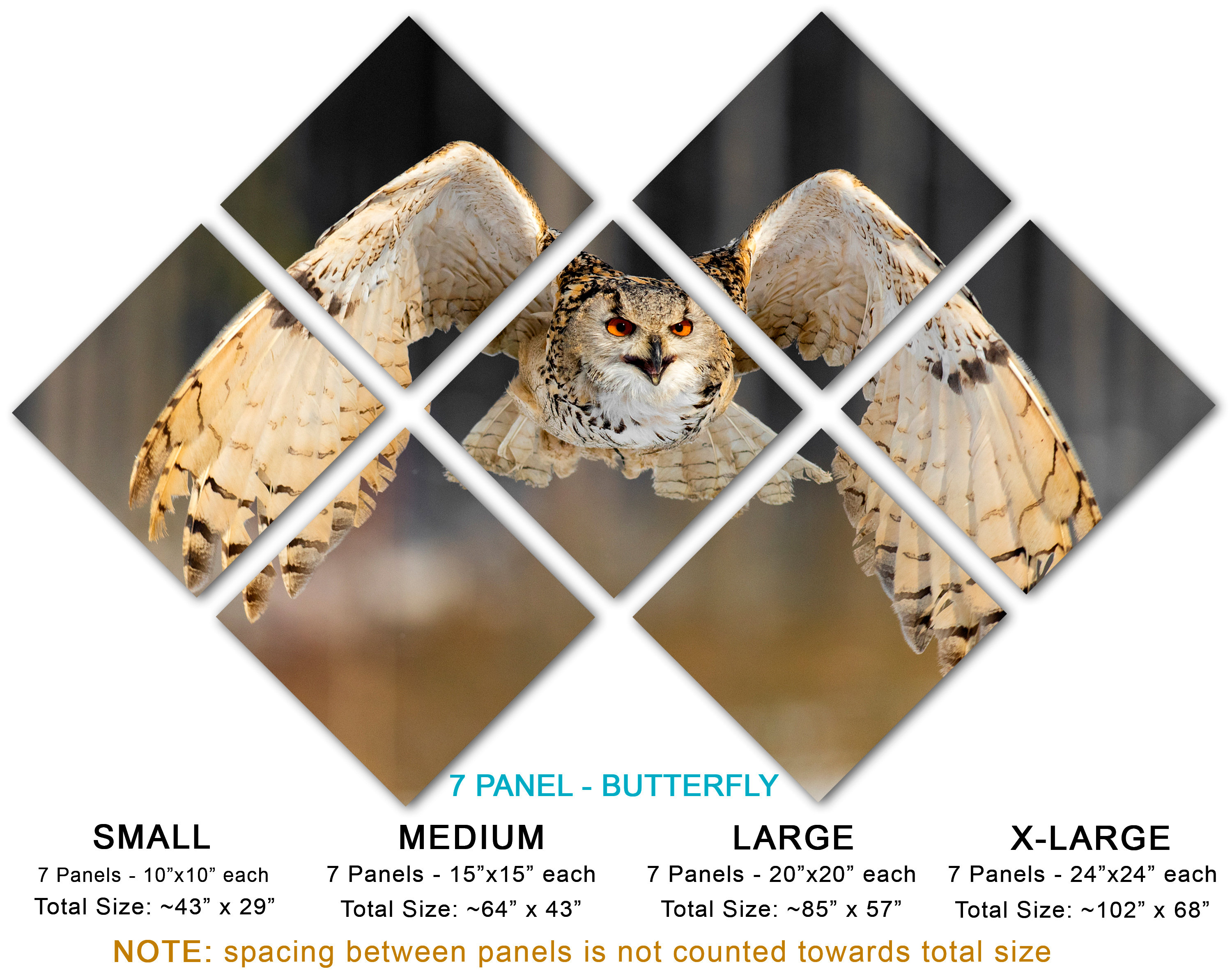 Siberian Eagle Owl Flying Canvas Print Wall Art. Animal Art Print ...