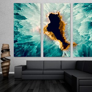 Turquoise Agate Canvas Print Wall Art. Green Agate Slice, quartz wall art, agate decor, agate print - Giclee wall decor, home office decor