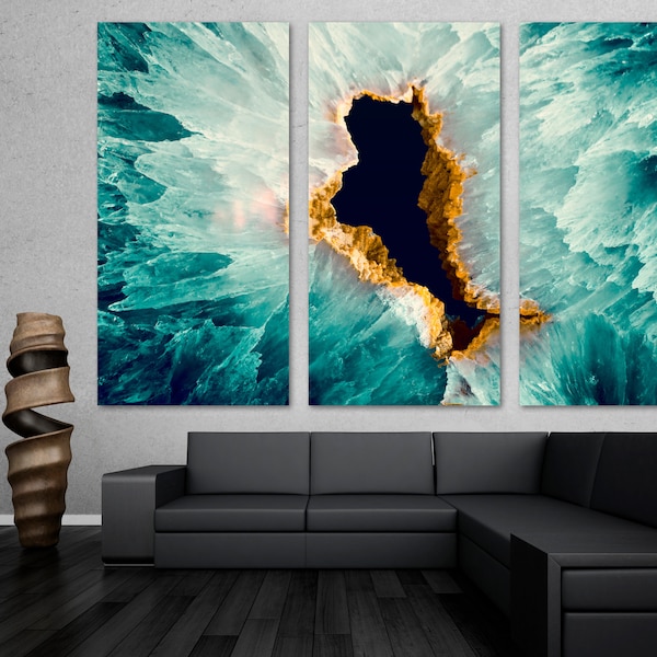 Turquoise Agate Canvas Print Wall Art. Green Agate Slice, quartz wall art, agate decor, agate print - Giclee wall decor, home office decor