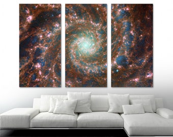 M74 Phantom Galaxy Canvas Print James Webb Space Wall Art per NASA's JWST Telescope - Giclee Home Decor, Wall Decor, Office Decor