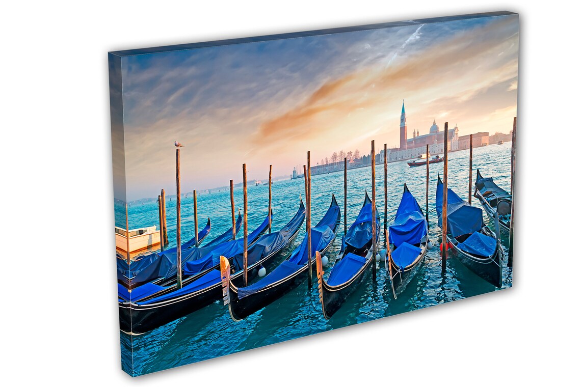Gondolas at Dusk at Venice Seacoast 4 Piece Split Canvas | Etsy