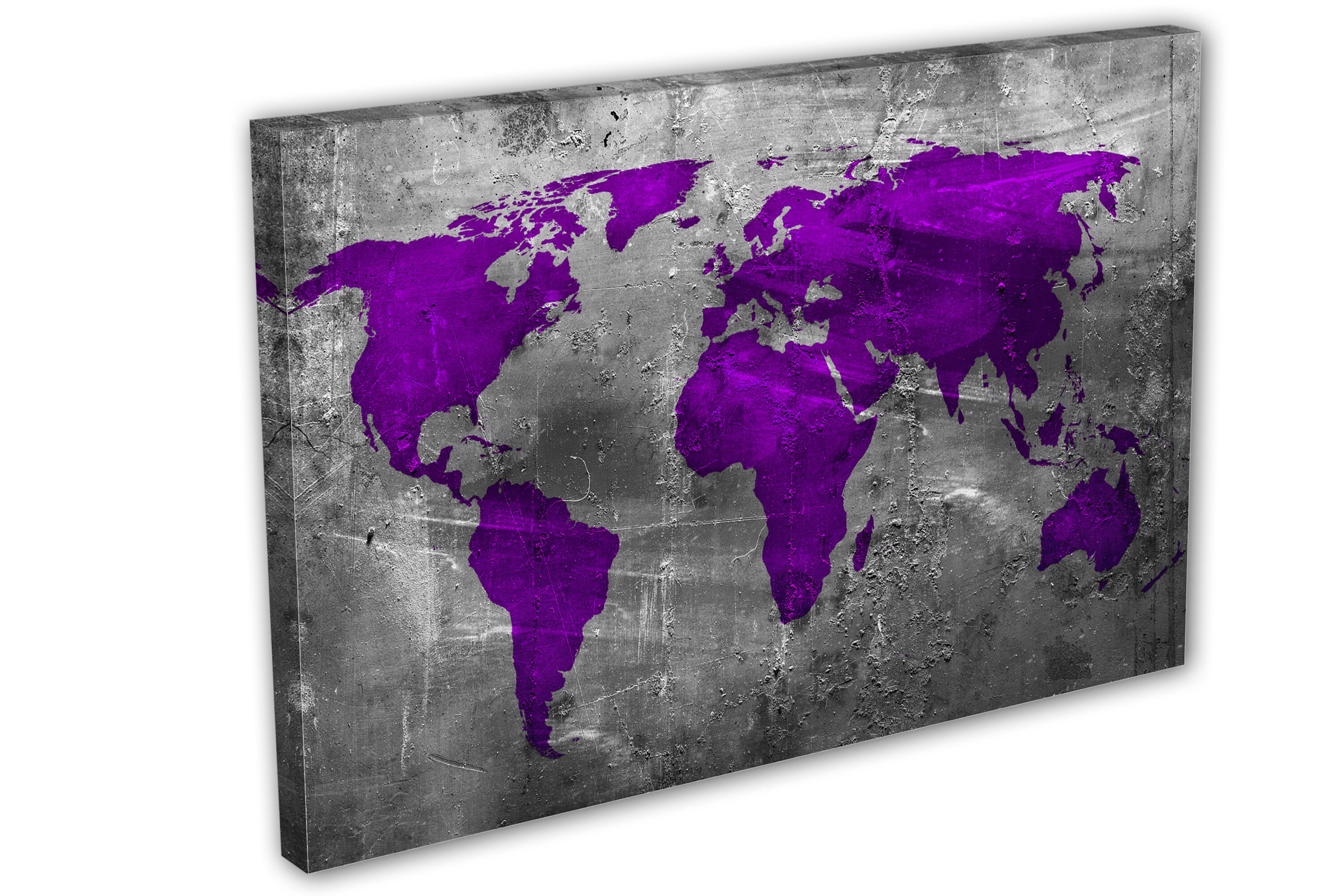 Munsell Purple Abstract World Map Canvas Print 3 Panel | Etsy