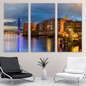 Portsmouth NH Canvas Print Wall Art dark cloudy evening skies. Portsmouth New Hampshire Print - Giclee Home decor, Wall decor, Office decor