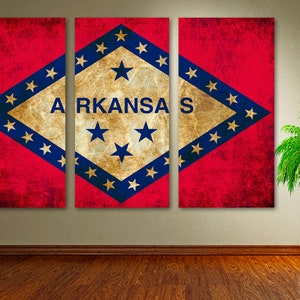 Arkansas State Flag Wall Art Canvas Print Rustic grunge effect - USA state flag Giclee for home wall decor & interior design