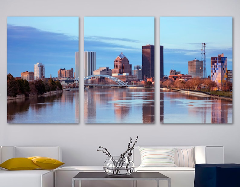 Rochester NY Skyline Wall Art Canvas Print. Rochester New Etsy