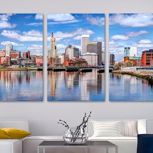 Providence, Rhode Island Skyline Wall Art Canvas Print. USA cityscape Providence RI - Giclee art for home decor, wall decor, interior design