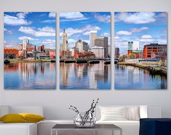 Providence, Rhode Island Skyline Wall Art Canvas Print. USA cityscape Providence RI - Giclee art for home decor, wall decor, interior design