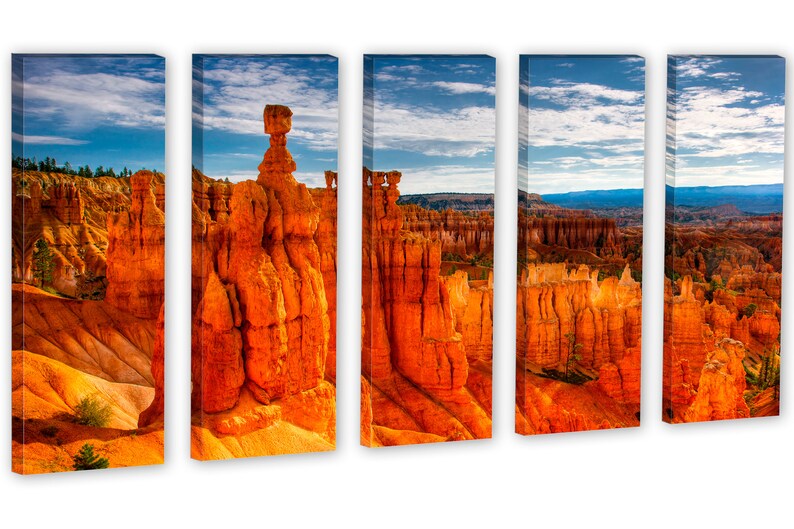 Thor's Hammer, Bryce Canyon, Utah 3 Panel Split, Triptych Canvas Print. Landscape photography for office wall decor, interior design image 5