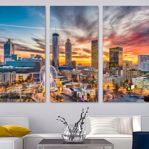 Atlanta, Georgia Wall Art Canvas Print with beautiful skies. Atlanta GA, Atlanta Skyline Print - Giclee wall decor home decor office decor