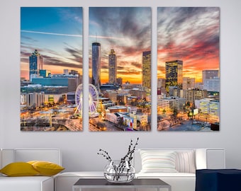 Atlanta, Georgia Wall Art Canvas Print with beautiful skies. Atlanta GA, Atlanta Skyline Print - Giclee wall decor home decor office decor