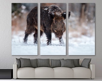 Wild Boar, Hog Wall Art Canvas Print. Wildlife photography, Wild Animal Art Canvas print -Giclee home art decor, wall decor, interior design