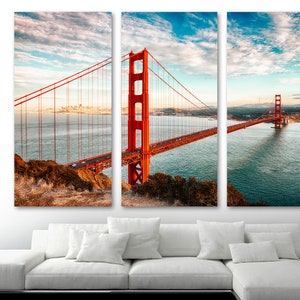 SF Golden Gate Bridge wall art Canvas Print - San Francisco Golden Gate Bridge Art color -Giclee home art decor, wall decor, interior design