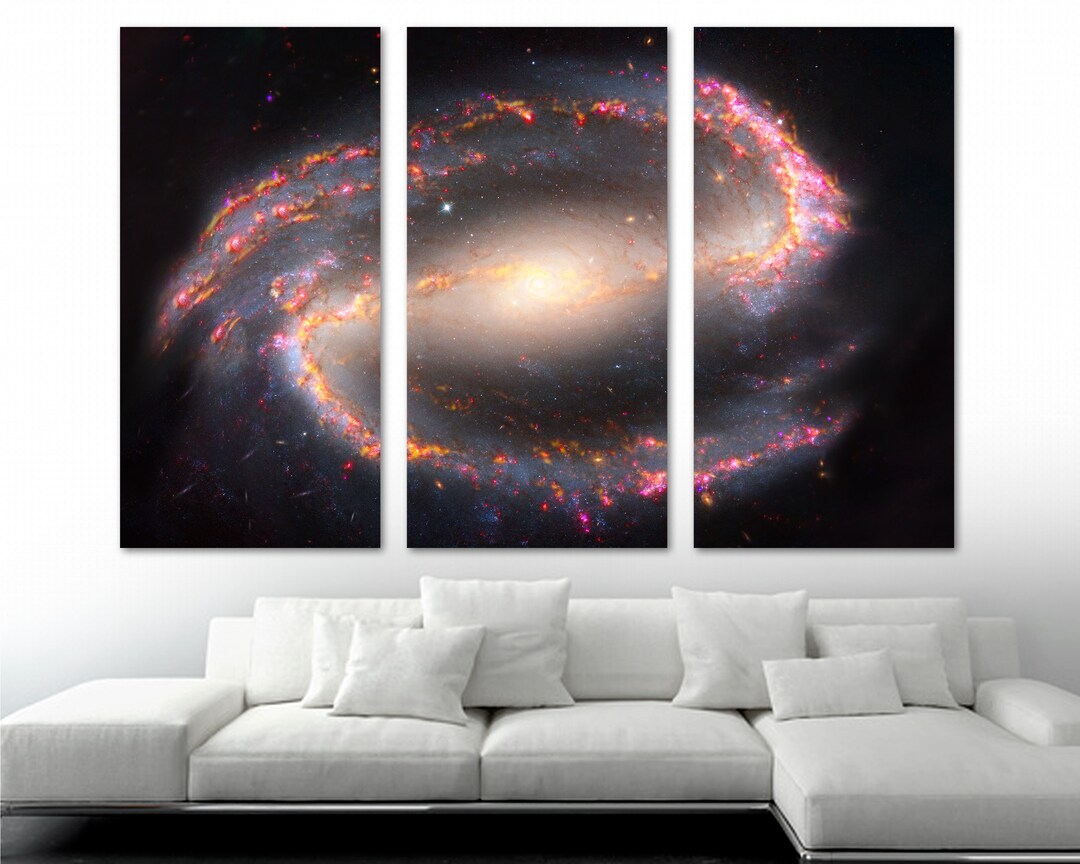 NGC 1300 Spiral Galaxy Print on Canvas Space Wall Art. NASA Hubble ...