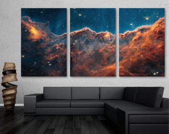 Cosmic Cliffs NASA Canvas Print JWST Large Wall Art Carina Nebula (NGC 3324) per James Webb Space Telescope - Giclee Home Wall Decor