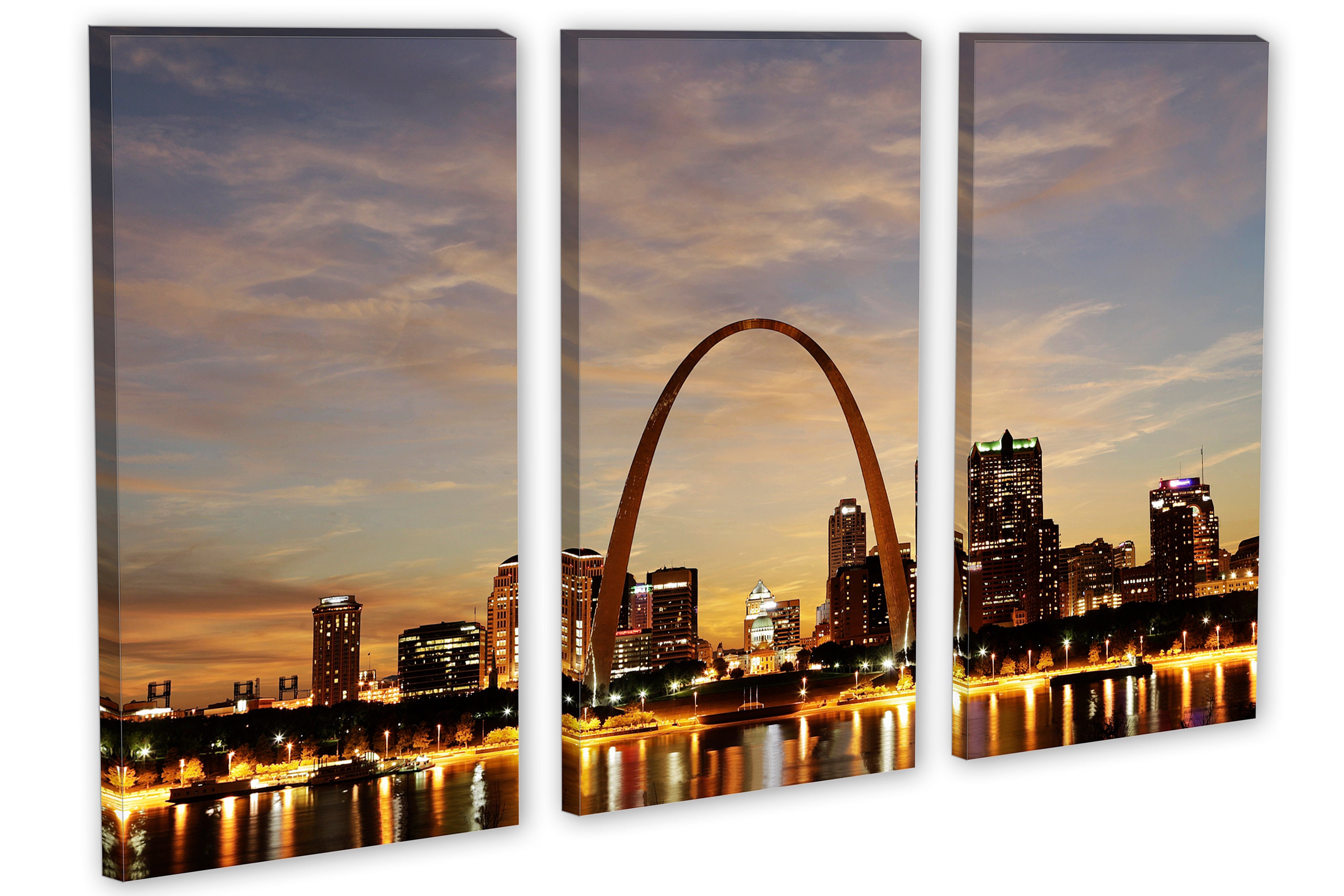 Canvbay 5 Piece City Skyline Canvas Wall Art St. Louis Gateway Arch at  Sunset Painting Pictures USA Missouri Cityscape at Dusk Giclee Print  Artwork