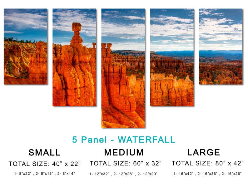 Thor's Hammer, Bryce Canyon, Utah 3 Panel Split, Triptych Canvas Print. Landscape photography for office wall decor, interior design image 7