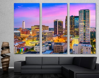 Birmingham Alabama Skyline Canvas Print Wall Art pink purple skies - USA cityscape art - Giclee home decor, wall decor, interior design